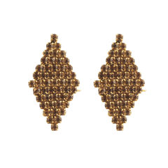 Gold Rodium Polish Gold color Earrings in Brass studded with CZ Diamond