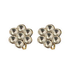 Gold Rodium Polish White and Off White color Earrings in Brass studded with CZ Diamond