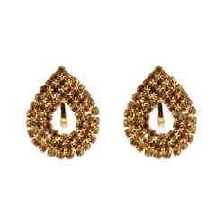 Gold Rodium Polish Gold color Earrings in Brass studded with CZ Diamond