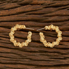 Gold Rodium Polish White and Off White color Earrings in Brass studded with Beads