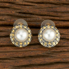 Gold Rodium Polish Multicolor color Earrings in Brass studded with Pearl
