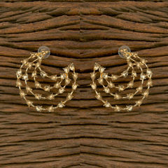Gold Rodium Polish Gold color Earrings in Brass studded with CZ Diamond