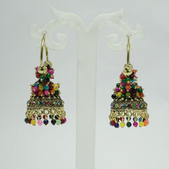 Gold Rodium Polish Multicolor color Earrings in Metal Alloy studded with Beads