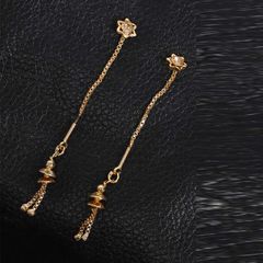 Gold Rodium Polish White and Off White color Earrings in Brass studded with CZ Diamond