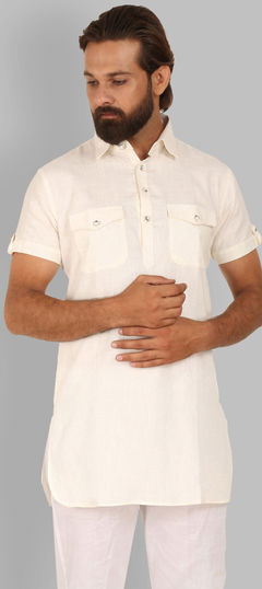 Beige and Brown color Kurta in Cotton fabric with Thread work