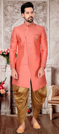 Pink and Majenta color Dhoti Kurta in Art Silk fabric with Broches work