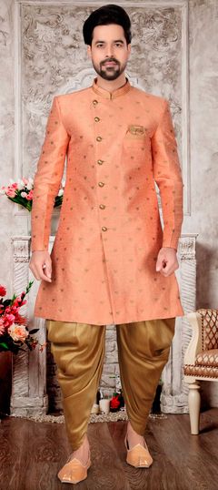 Pink and Majenta color Dhoti Kurta in Jacquard fabric with Lace work