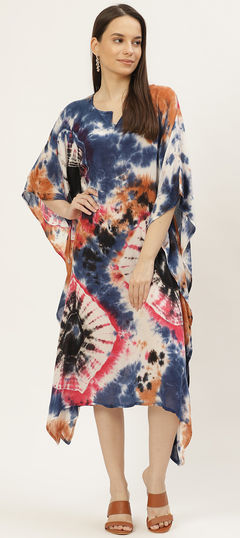 Multicolor color Kaftan in Rayon fabric with Printed, Tye n Dye work : 1747627