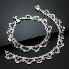 Silver color Anklet in Metal Alloy studded with Beads & Silver Rodium Polish : 1749232