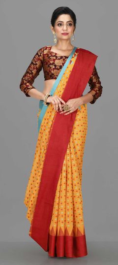 Festive, Traditional, Wedding Yellow color Saree in Banarasi Silk, Silk fabric with South Weaving work : 1749603