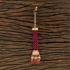 Pink and Majenta color Mang Tikka in Brass studded with CZ Diamond & Gold Rodium Polish : 1750787