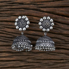 Silver Rodium Polish Silver color Earrings in Metal Alloy studded with Beads