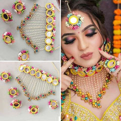 Gold Rodium Polish Multicolor color Necklace in Metal Alloy studded with Pearl