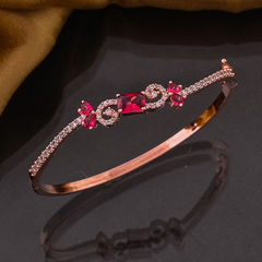 Pink and Majenta, White and Off White color Bracelet in Brass studded with Austrian diamond & Gold Rodium Polish : 1753515