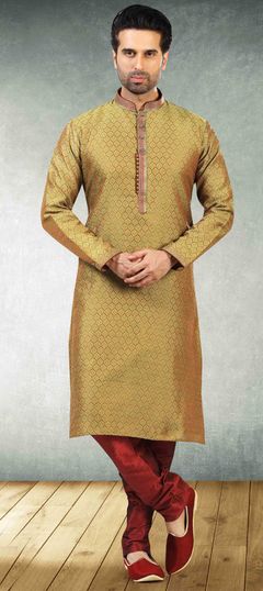 Multicolor color Kurta Pyjamas in Jacquard fabric with Lace, Thread work