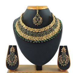 Gold Rodium Polish Multicolor color Necklace in Metal Alloy studded with CZ Diamond