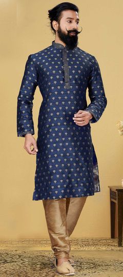 Blue color Kurta Pyjamas in Art Silk fabric with Weaving work