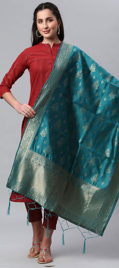 Blue color Dupatta in Banarasi Silk fabric with Weaving work