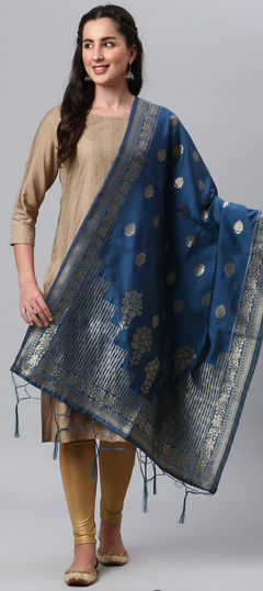 Blue color Dupatta in Banarasi Silk fabric with Weaving work