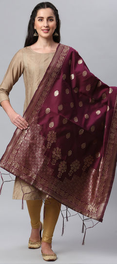 Festive, Party Wear Purple and Violet color Dupatta in Banarasi Silk fabric with Weaving work : 1759468