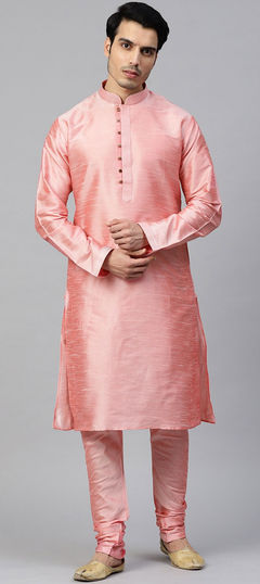 Pink and Majenta color Kurta Pyjamas in Dupion Silk fabric with Thread work