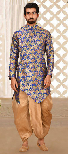 Blue color Dhoti Kurta in Jacquard fabric with Weaving work