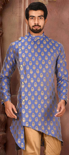 Blue color Kurta in Jacquard fabric with Weaving work