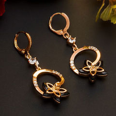 Gold Rodium Polish Black and Grey color Earrings in Metal Alloy studded with Austrian diamond