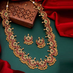 Multicolor color Necklace in Copper studded with Austrian diamond & Gold Rodium Polish : 1765583