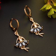 Gold Rodium Polish Black and Grey color Earrings in Metal Alloy studded with Austrian diamond