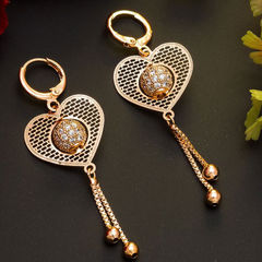 Gold Rodium Polish Gold color Earrings in Metal Alloy studded with Austrian diamond