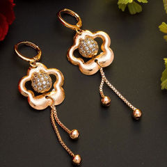 Gold Rodium Polish Gold color Earrings in Metal Alloy studded with Austrian diamond