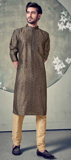 Black and Grey color Kurta Pyjamas in Poly cotton fabric with Digital Print work
