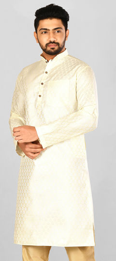 Beige and Brown color Kurta in Blended fabric with Weaving work : 1766989