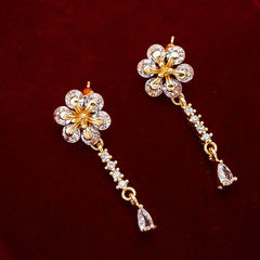 White and Off White color Earrings in Metal Alloy studded with Austrian diamond & Gold Rodium Polish : 1767081