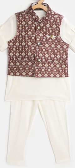 Red and Maroon, White and Off White color Boys Kurta Pyjama in Rayon fabric with Printed work : 1771120