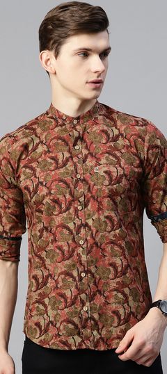 Multicolor color Shirt in Cotton fabric with Curved Printed work : 1771413