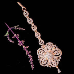 Gold Rodium Polish White and Off White color Mang Tikka in Metal Alloy studded with CZ Diamond