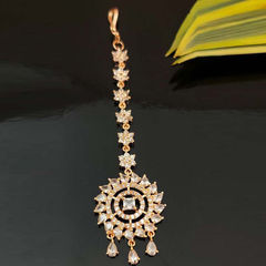 White and Off White color Mang Tikka in Metal Alloy studded with CZ Diamond & Gold Rodium Polish : 1773599