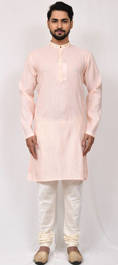 Pink and Majenta color Kurta Pyjamas in Silk cotton fabric with Mirror work