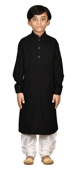 Black and Grey color Boys Kurta Pyjama in Art Silk fabric with Thread work : 1777016
