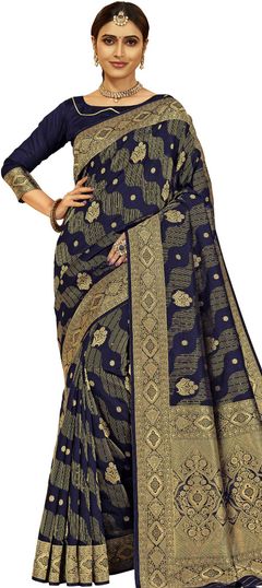 Blue color Saree in Art Silk, Silk fabric with Sequence work