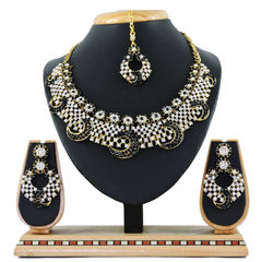 Black and Grey color Necklace in Metal Alloy studded with CZ Diamond & Gold Rodium Polish : 1777808