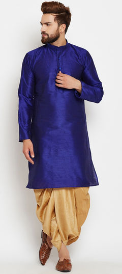 Blue color Dhoti Kurta in Dupion Silk fabric with Thread work