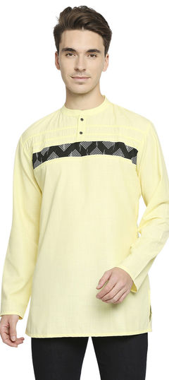 Yellow color Kurta in Cotton fabric with Thread work