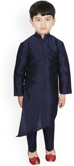 Blue color Boys Kurta Pyjama in Dupion Silk fabric with Thread work : 1778892