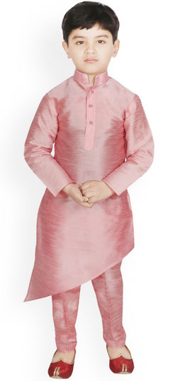 Pink and Majenta color Boys Kurta Pyjama in Dupion Silk fabric with Thread work : 1778895