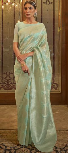 Green color Saree in Art Silk, Silk fabric with Sequence, Zari work