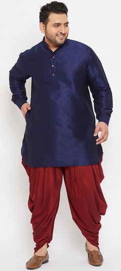 Blue color Dhoti Kurta in Dupion Silk, Silk fabric with Thread work