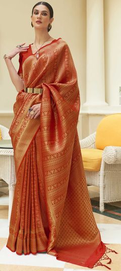 Traditional Red and Maroon color Saree in Art Silk, Silk fabric with South Sequence, Weaving work : 1779820